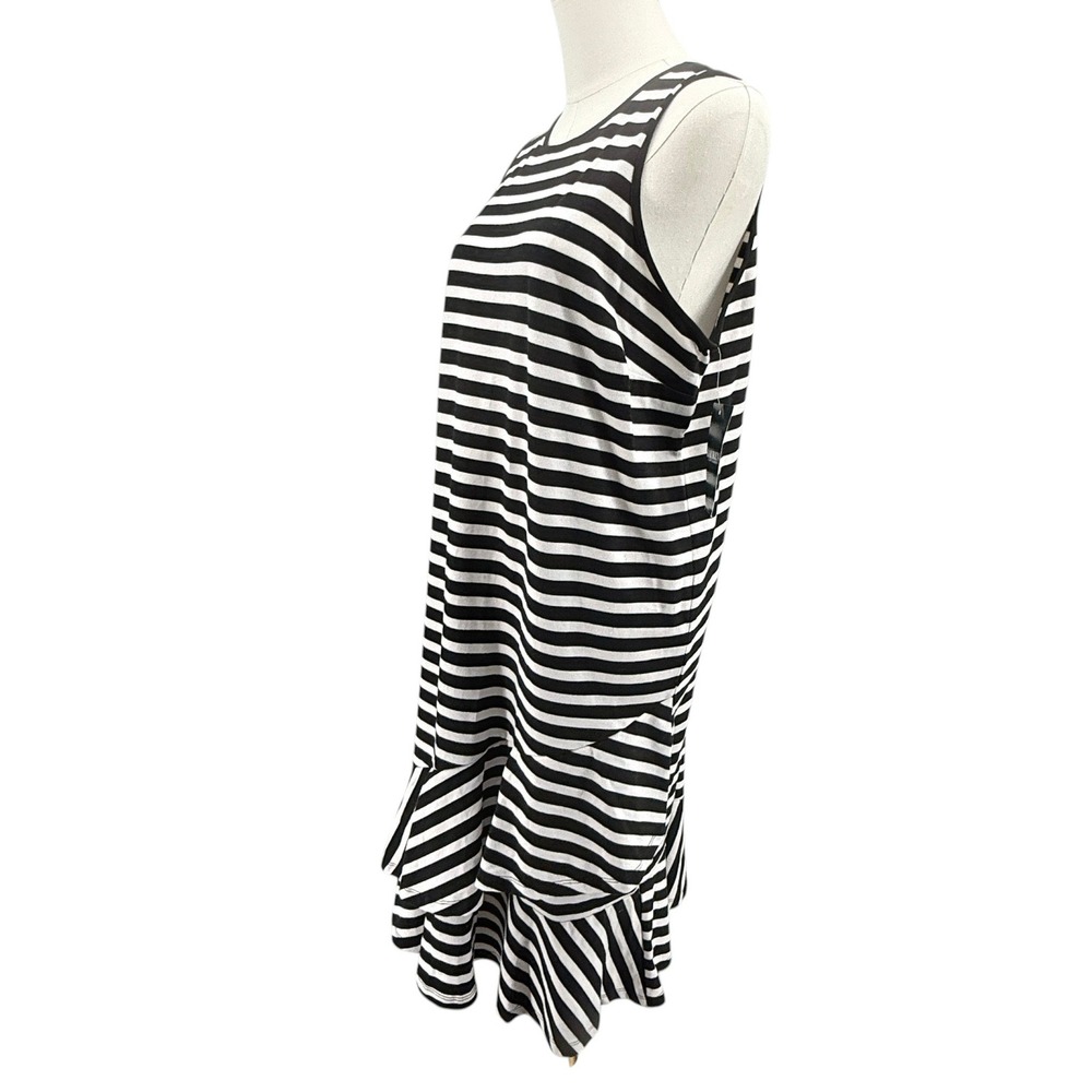 New Lauren Ralph Lauren Women Striped Maxi Dress XL Black White Stripes Ruffle - Picture 3 of 9